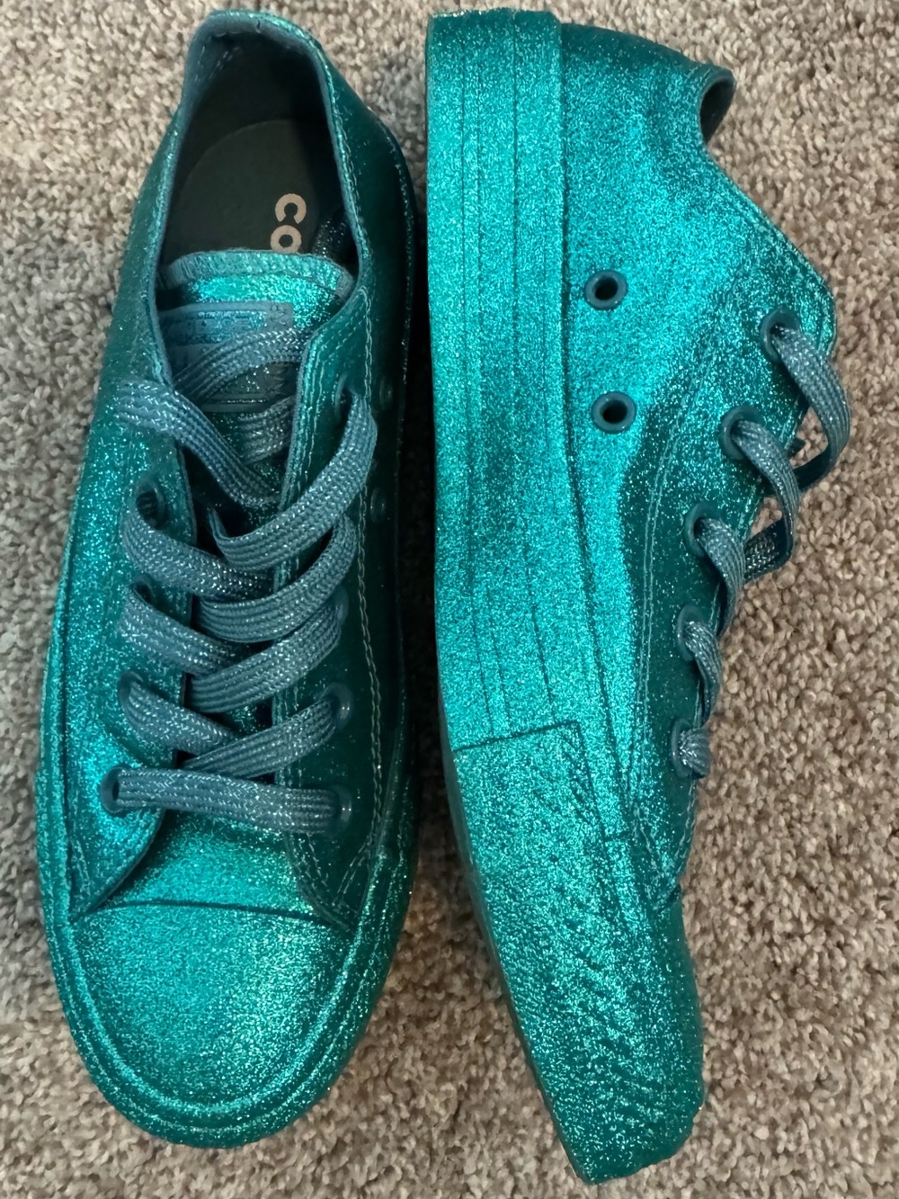 Converse Teal Glitter Low Top Sneakers